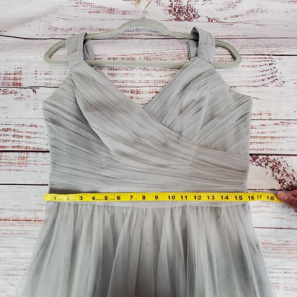 Gather & Gown Knee Length Sz 14 Bridesmaid Fairy Dress Light Gray Tulle Prom Wed - Picture 12 of 15